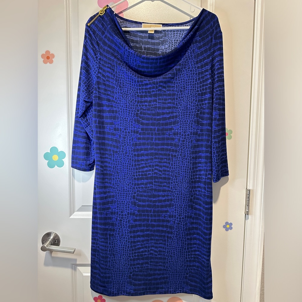 Michael Kors Blue Croco Print Dress